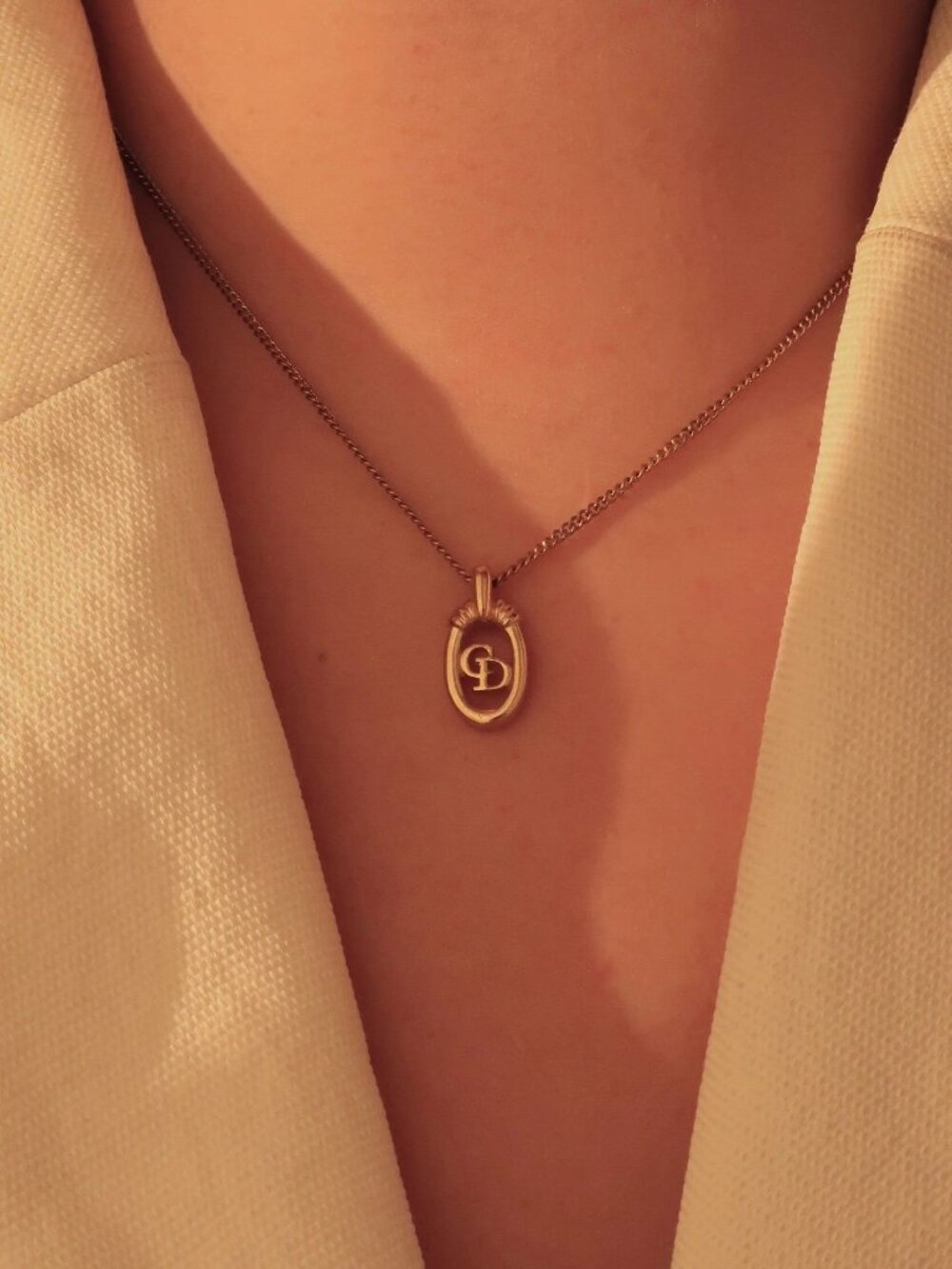 Signed Vintage Christian Dior CD Logo Pendant Necklace | New Old Stock - Picture 2 of 7